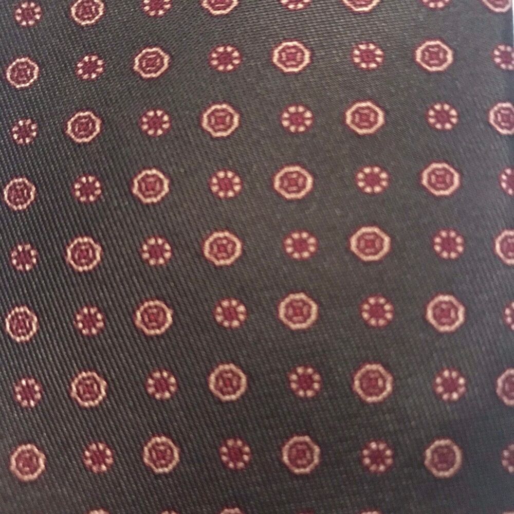 Vintage Hardy Amies * Brown with Dots 100% Silk Tie * 54" x 3"